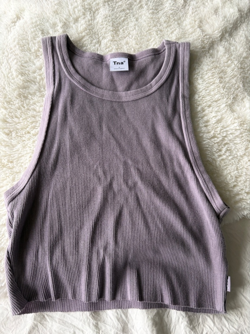TNA Ribbed Cropped Tank Top - Dusty Lavender